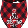 Dog First Christmas Bandana  Red Plaid Scarf | Red Plaid Xmas Puppy Scarf | Christmas Dog Bandana | Festive Puppy Scarf