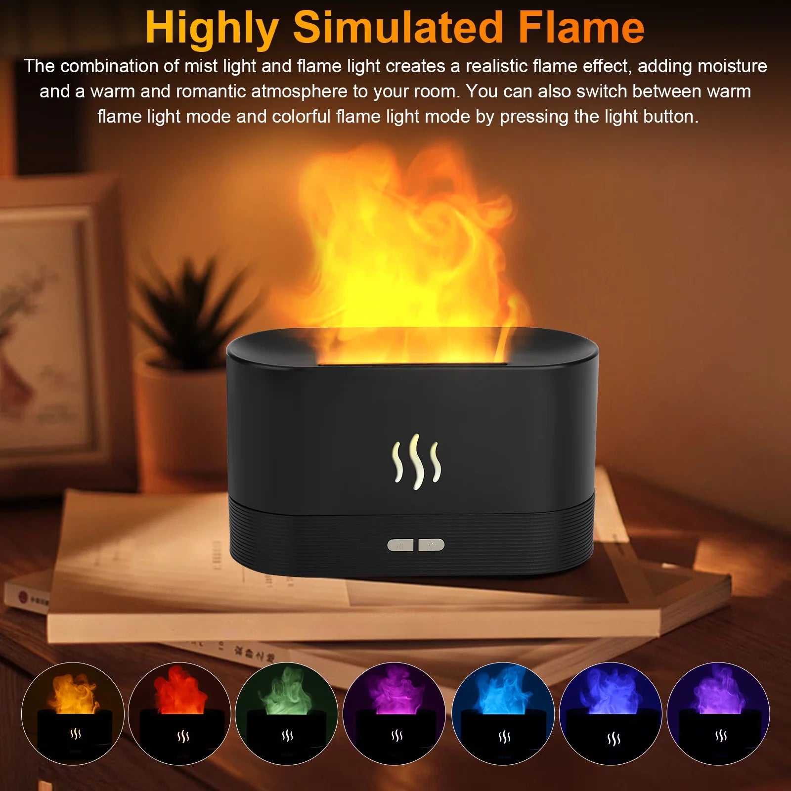 TSV 180Ml Flame Air Humidifier LED | flame effect aroma diffuser humidifier | USB 7 color LED humidifier | TSV flame air diffuser