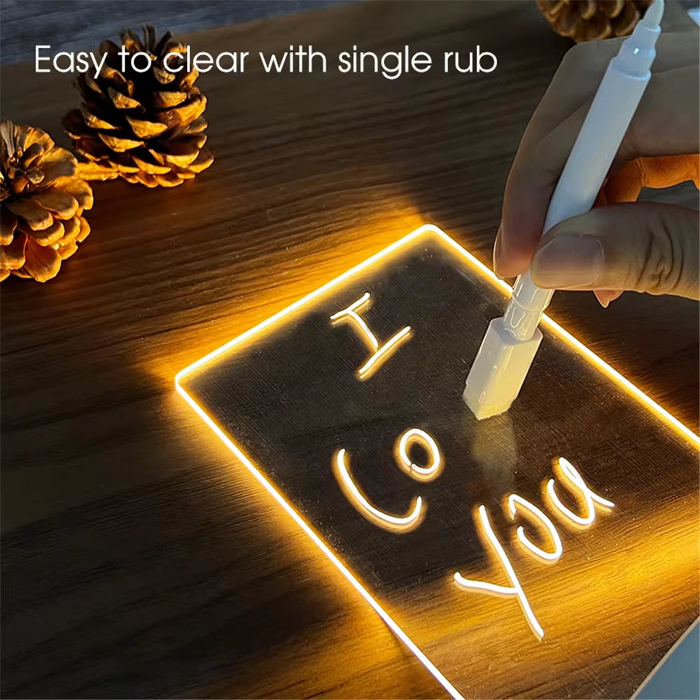 LuminousGlow LED Night Light Board | erasable message board night lamp | LED night light with writable board | LuminousGlow creative LED lamp