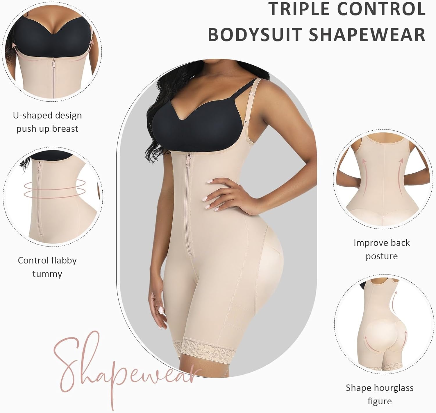 Shapewear for Women Tummy Control Fajas | Women Body Shaper Fajas | Zipper Open Bust Bodysuit Shaper | Waist Trainer Shapewear
