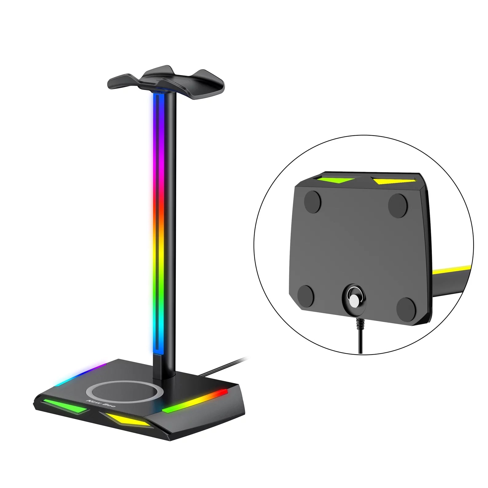 headphone stand wireless charger rack | wireless charging desk stand | black headset holder rack | headphone stand wireless charger
