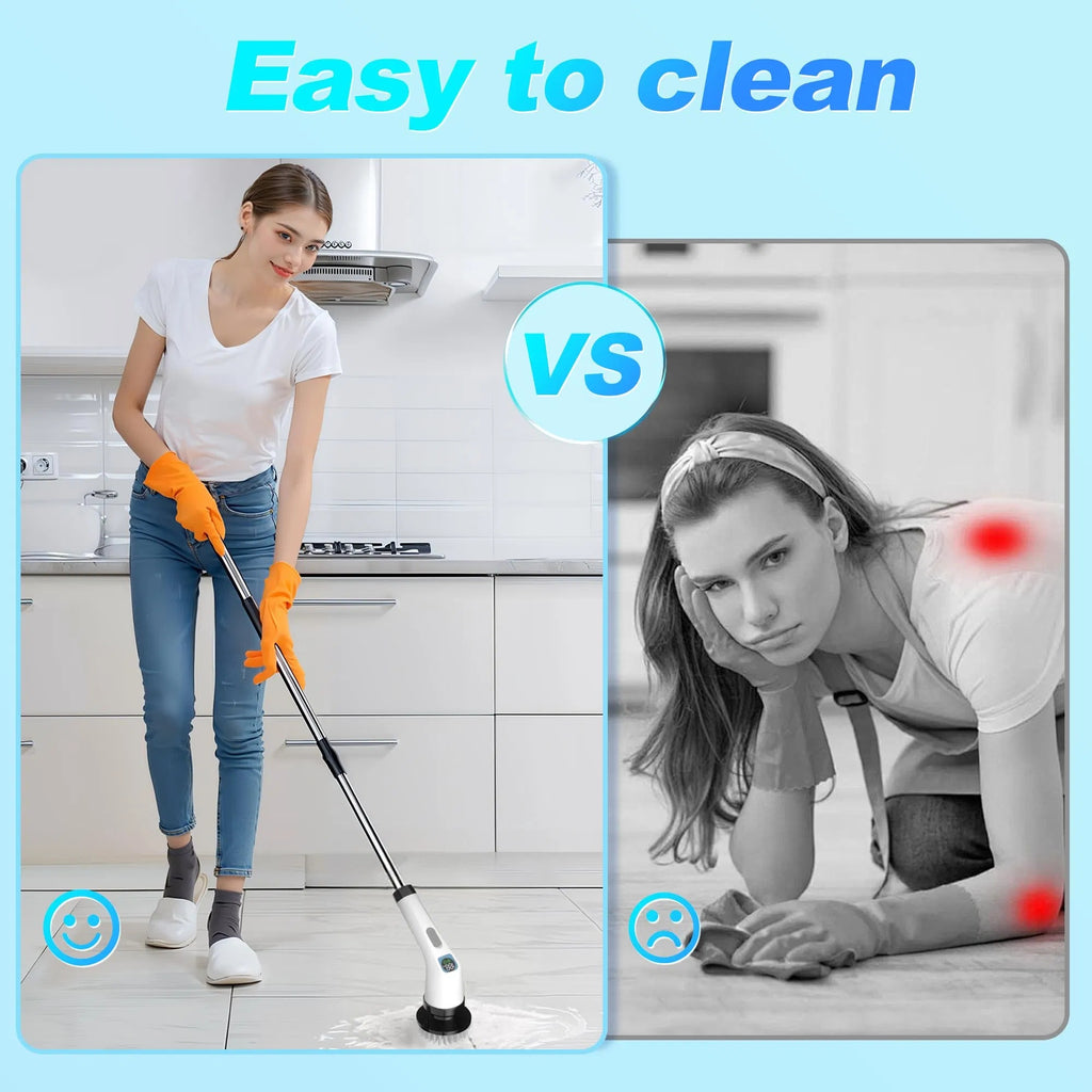 Electric Spin Scrubber Cordless Long Handle 7in1 Bathroom