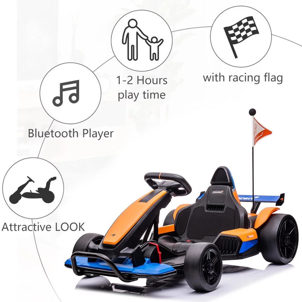 Licensed McLaren 24V Kids Go Kart Car | Kids Electric Drift Go Kart | 24V Ride-On Racing Car for Kids | McLaren Boys and Girls Go Cart