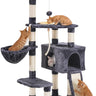 Multi Level Cat Tree Indoor Furniture Condo | Indoor Cat Tower with Scratching Board | Multi-Level Cat Condo with Feeding Bowl | Smoky Gray Cat Tree Furniture