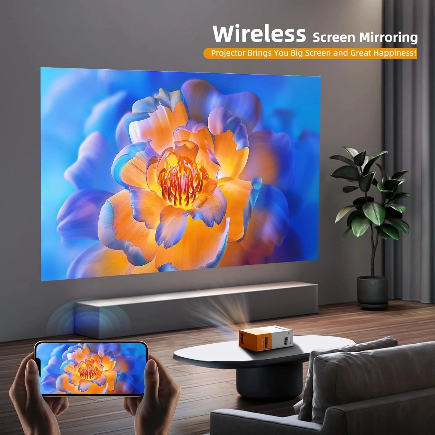 MiniMax Pro Portable Wireless Projector | Portable Movie Projector | Wireless Home Theater Projector | Compact Streaming Projector