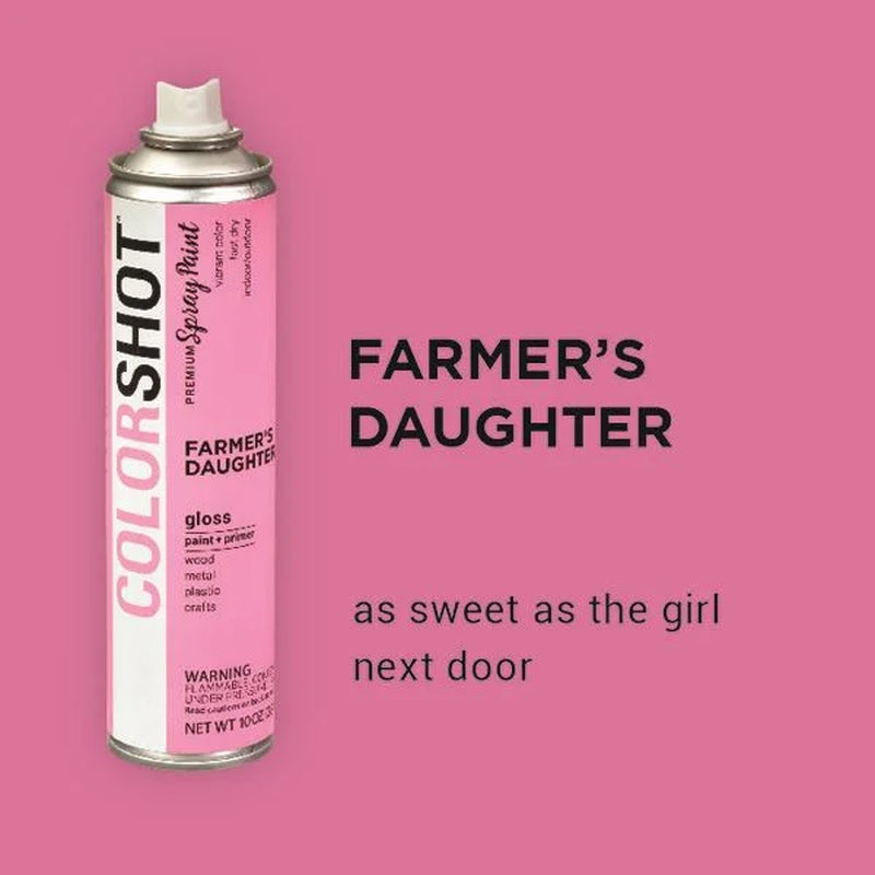 COLORSHOT Farmers Daughter Paint | pink gloss spray paint | premium perfect pink spray | COLORSHOT pink craft paint