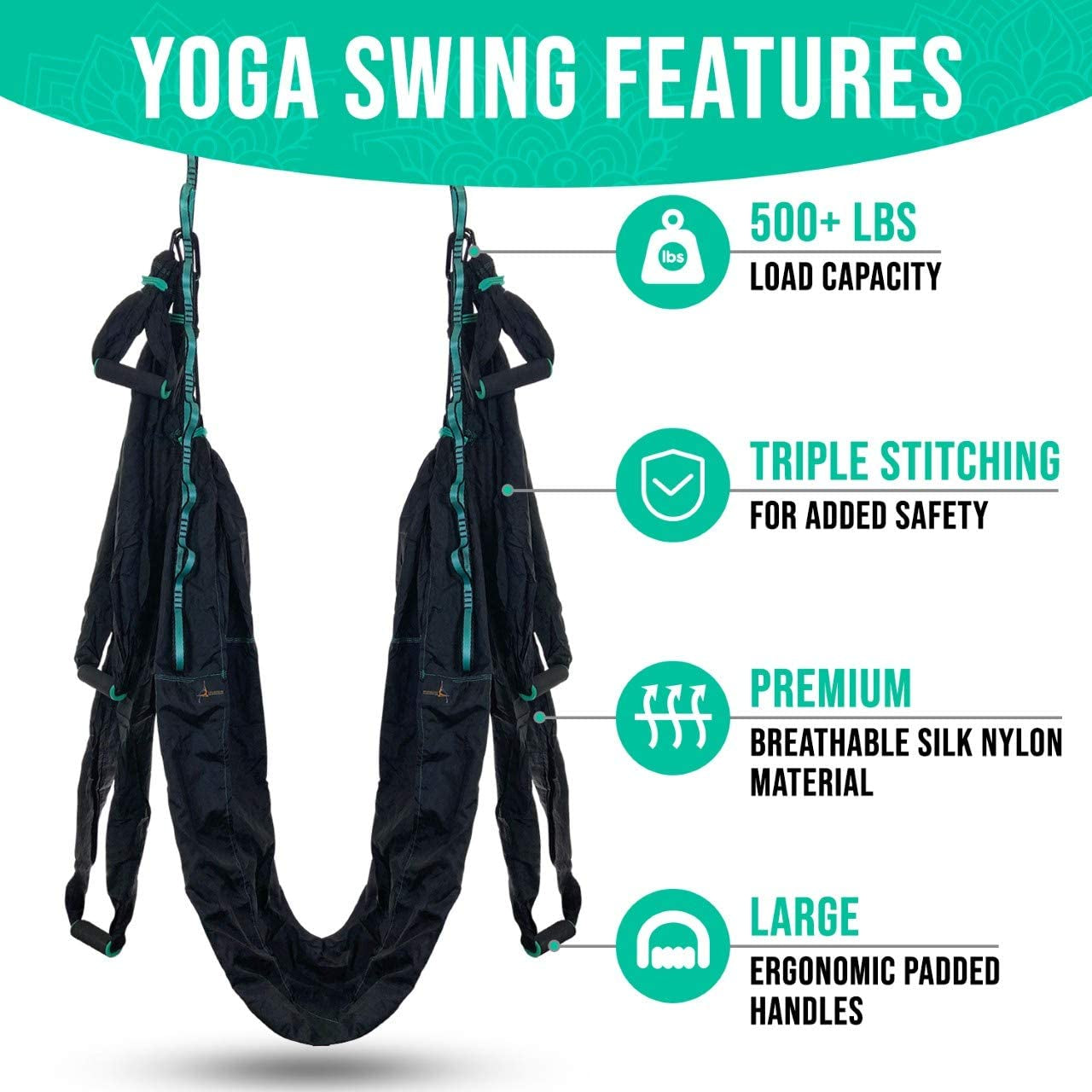 Premium Aerial Hammock Yoga Swing Kit | Anti Gravity Yoga Swing | Acrobat Flying Sling Set | Indoor Outdoor Inversion Therapy Hammock