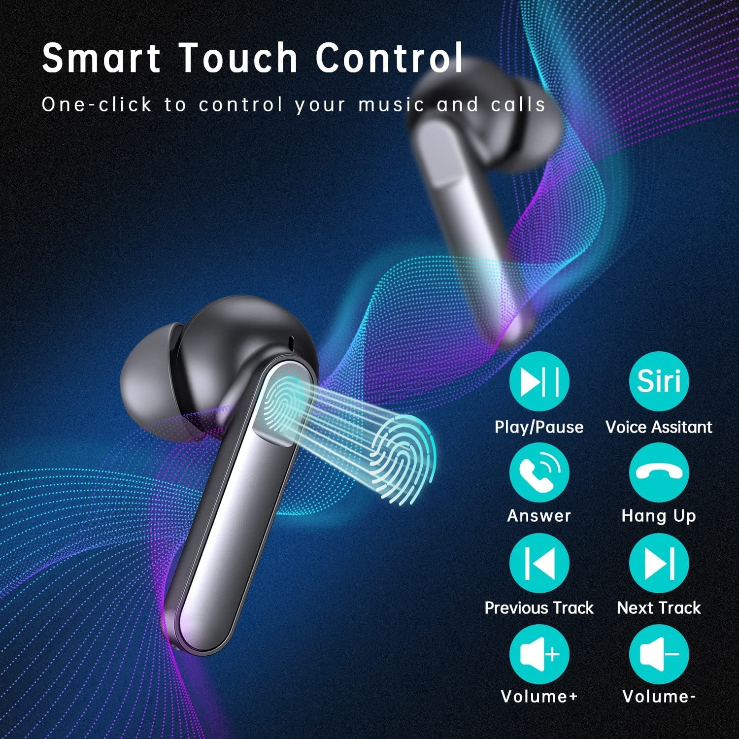 SoundWave Bluetooth Noise Cancelling Earbuds | Wireless Bluetooth Earbuds with Deep Bass | Noise Cancelling Earphones for Music | Portable Earbuds for Travel and Work
