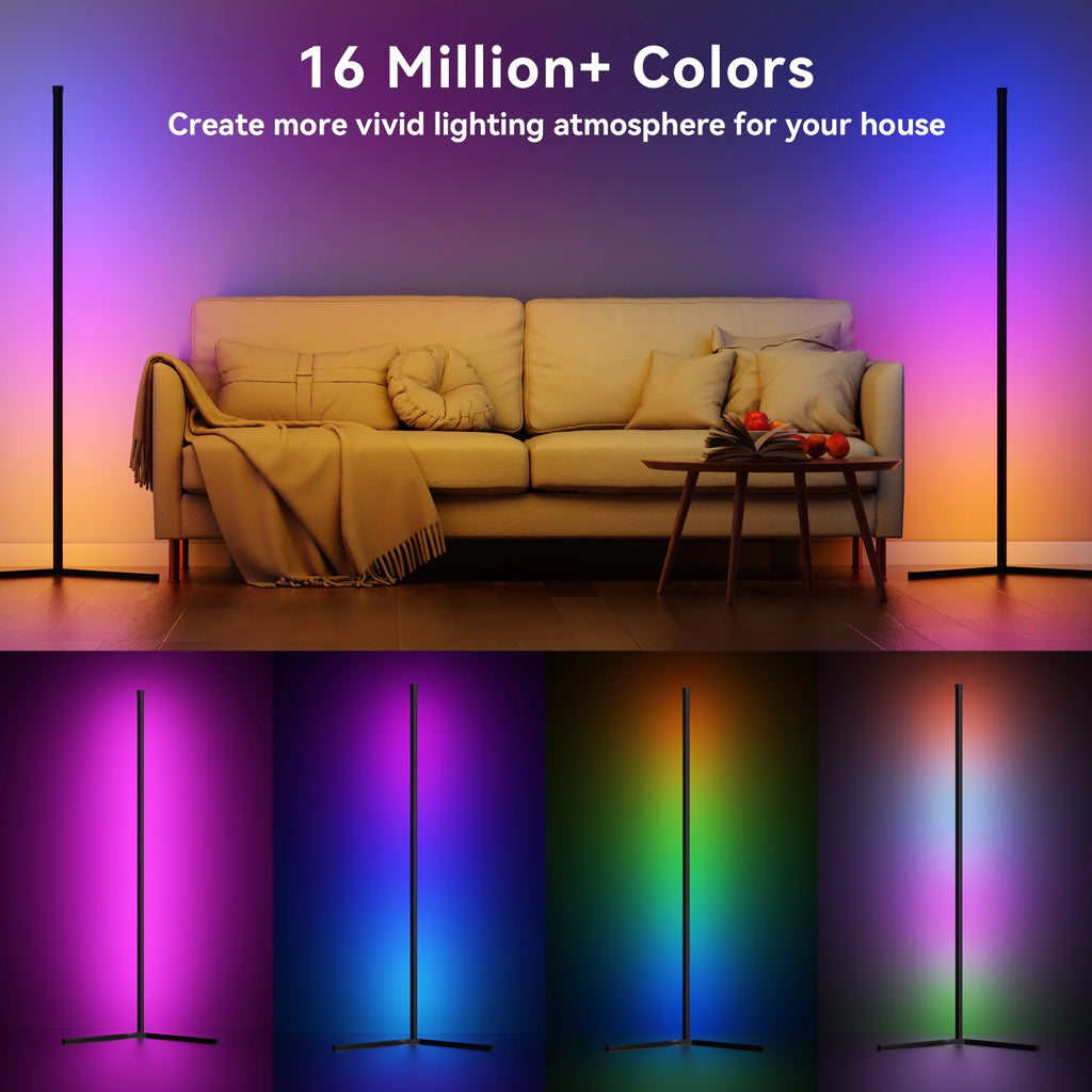 DAYBETTER Smart RGB Corner Floor Lamp | Smart RGB Floor Lamp | Music Sync LED Corner Lamp | Color Changing Modern Floor Light