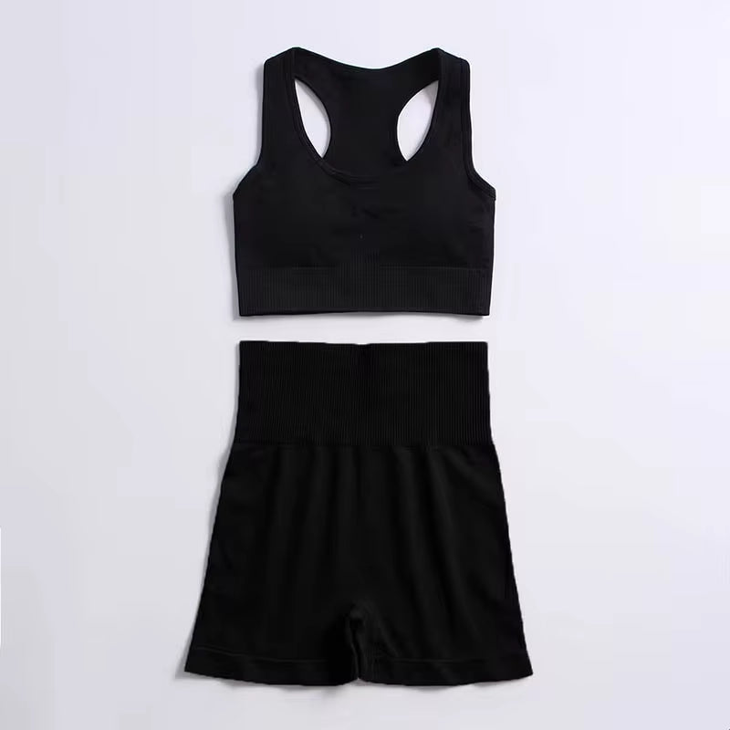 2Pcs Seamless Hyperflex Workout Set Women | Women’s Athletic Two-Piece Outfit | Gym Sportswear for Women | High Waist Leggings and Crop Top