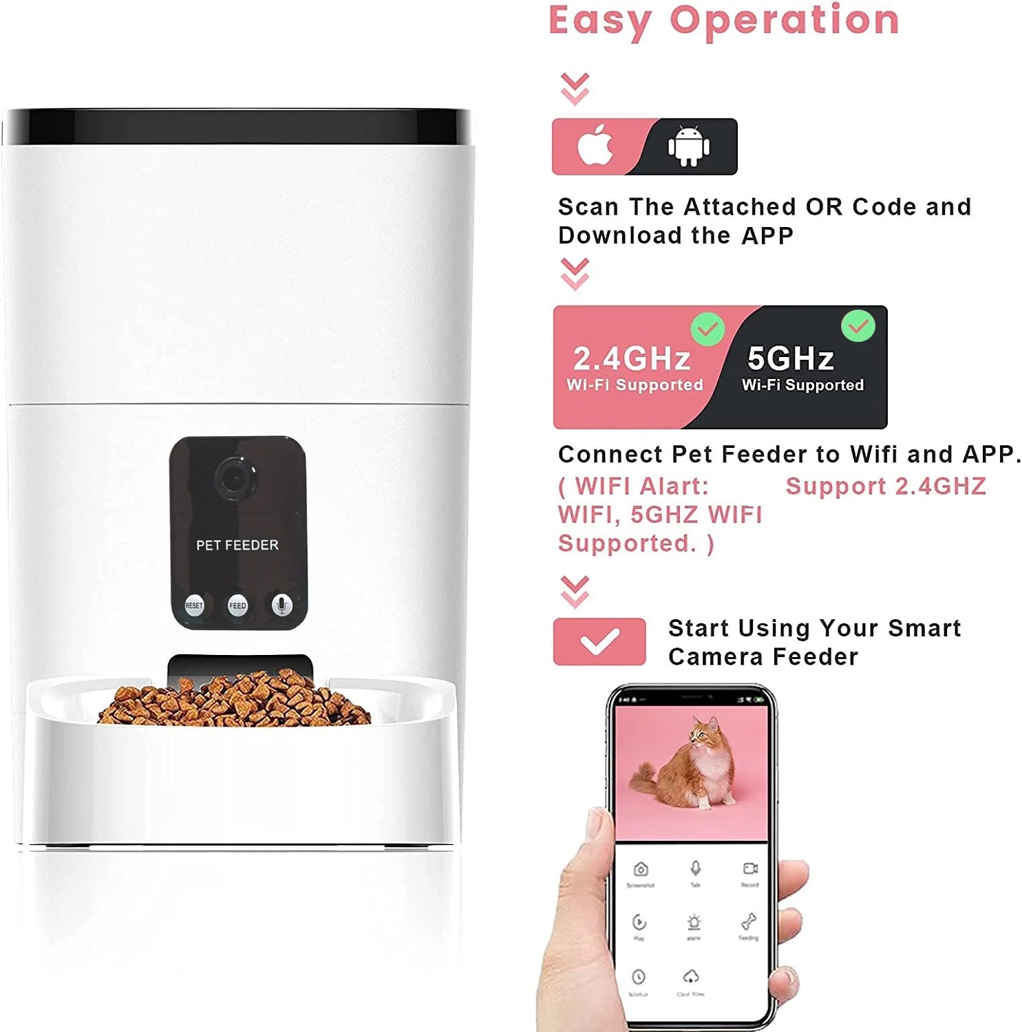 PetPal SmartFeeder 6L with 1080P Camera | Smart Pet Feeder with App Control | Automatic Pet Food Dispenser | Remote Monitoring Pet Feeder