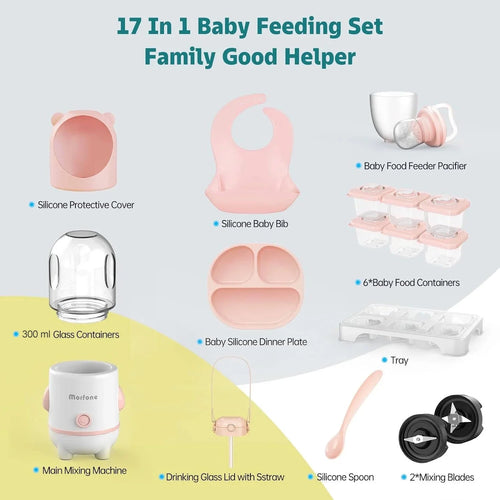 17-in-1 Baby Food Maker Set Gray | Baby Food Processor Set | Baby Food Puree Blender | Baby Meal Prep Kit