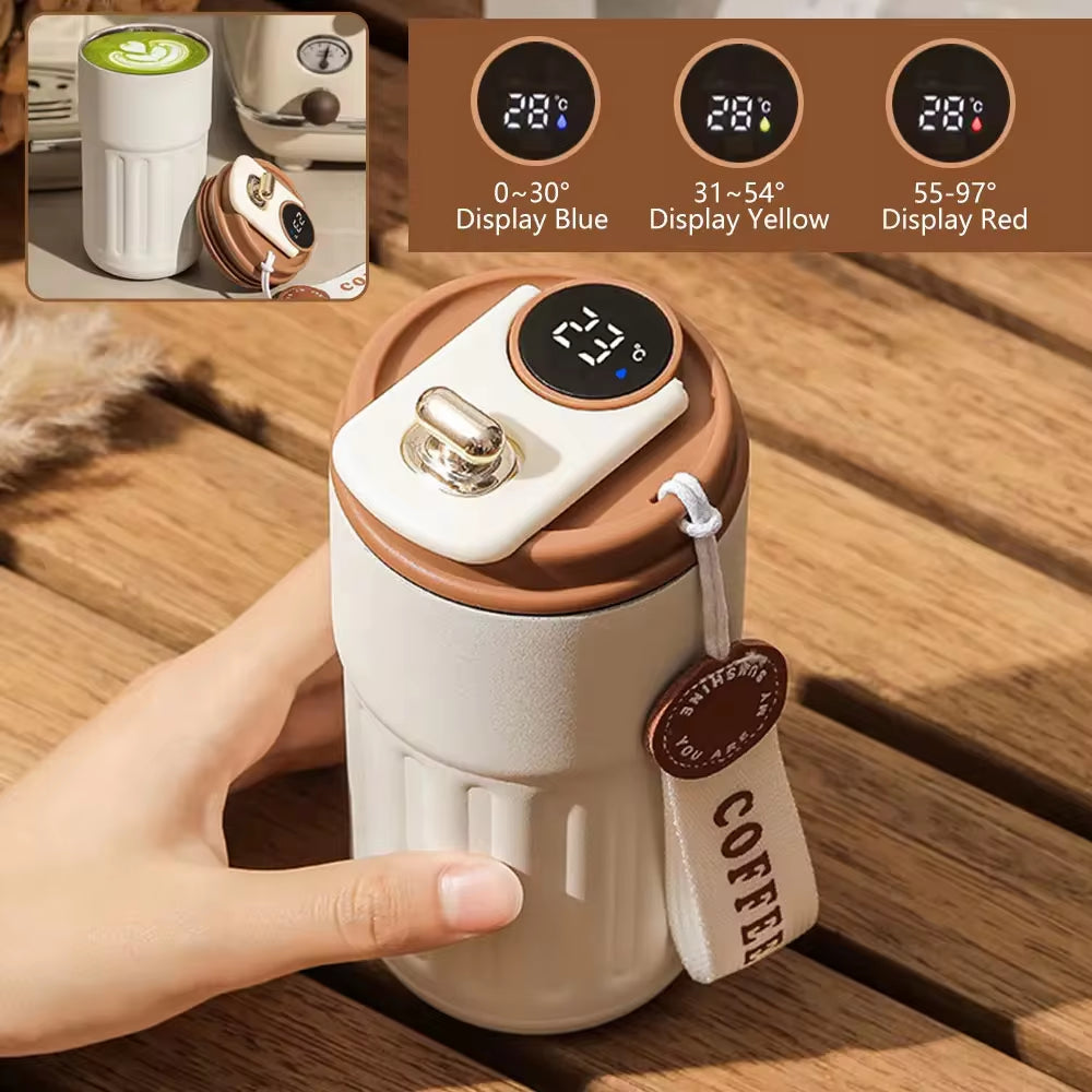 Smart Thermos Bottle LED Temperature Mug | Stainless Steel Coffee Tumbler | Portable Vacuum Thermos Flask | LED Temperature Display Bottle