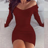 ChicWear Off Shoulder BodyconDress Stylish Slim Fit for Fall