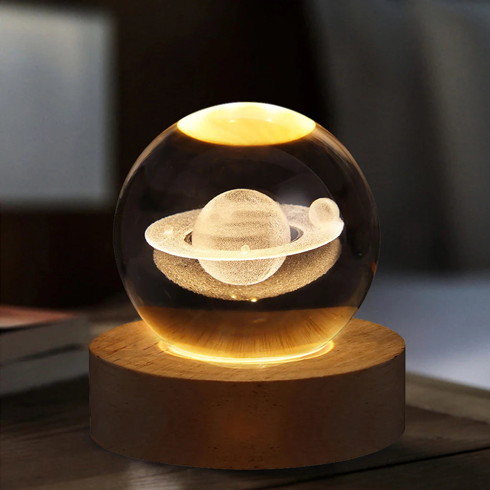 GalaxyGlow Crystal Ball Night Light | 3D laser engraved night lamp | crystal ball LED light | GalaxyGlow decorative night light