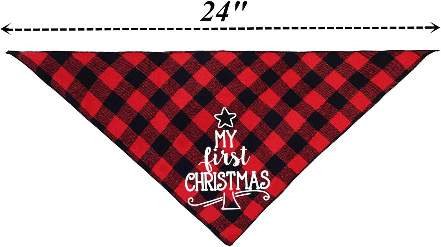 Dog First Christmas Bandana  Red Plaid Scarf | Red Plaid Xmas Puppy Scarf | Christmas Dog Bandana | Festive Puppy Scarf
