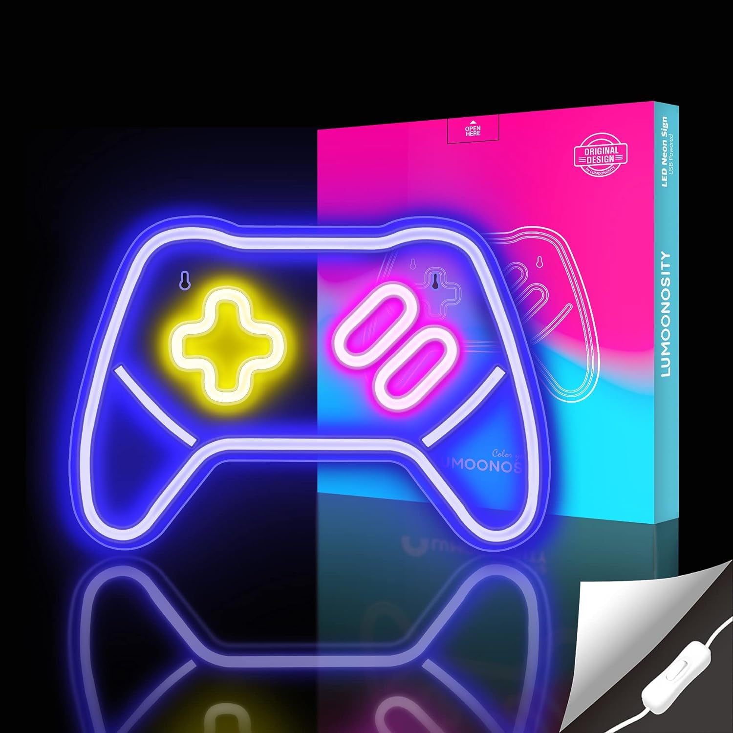 GamerGlow Game Controller Neon Sign | neon game controller wall light | gaming room LED neon sign | GamerGlow bright gaming decor