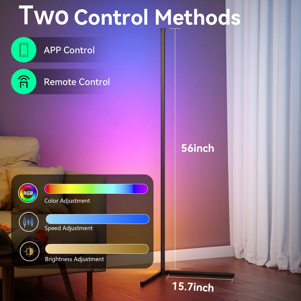 DAYBETTER Smart RGB Corner Floor Lamp | Smart RGB Floor Lamp | Music Sync LED Corner Lamp | Color Changing Modern Floor Light