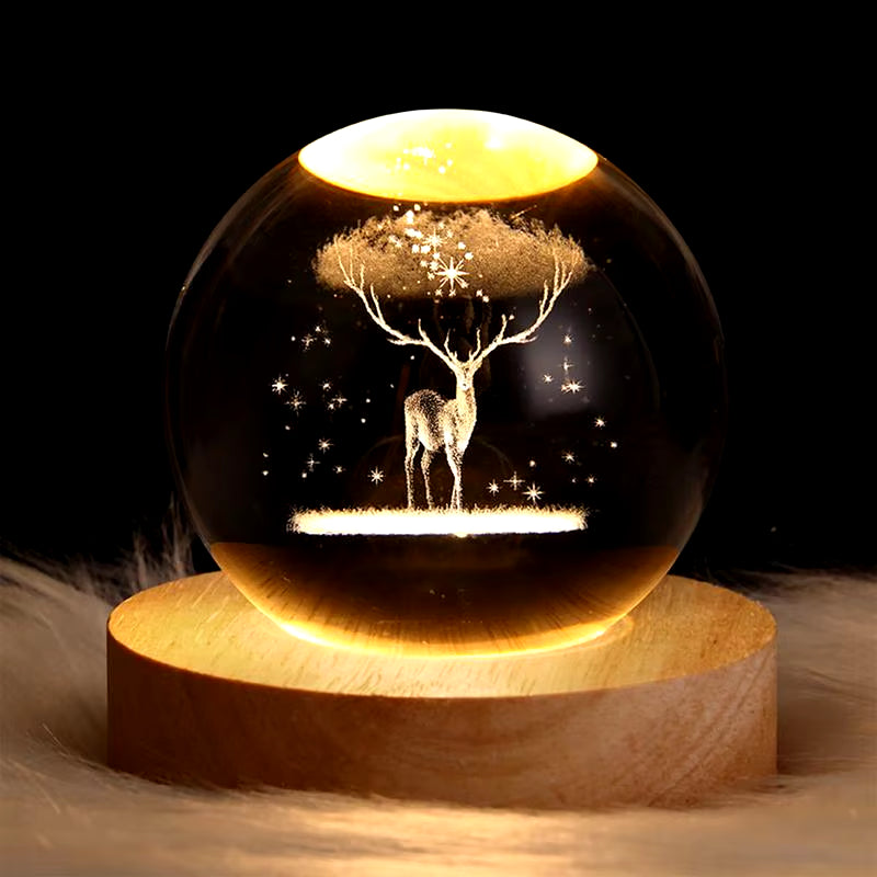Luminous Crystal Ball Glow Light | luminous crystal moon lamp | engraved moon crystal night light | 3D moon ball glow light