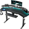 gaming studio desk setup | wing shaped electric desk | LED music production desk | Wing-Shaped Electric Gaming Studio Desk
