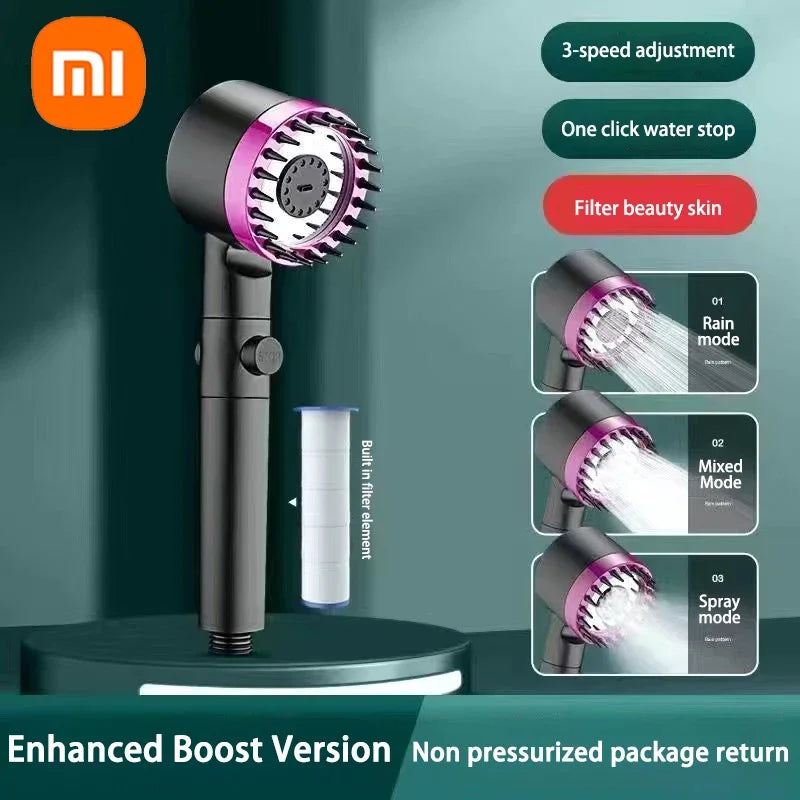 XIAOMI 3 Modes High Pressure Shower | Xiaomi filtered shower head | high pressure 3 mode handheld shower | Xiaomi portable filter shower