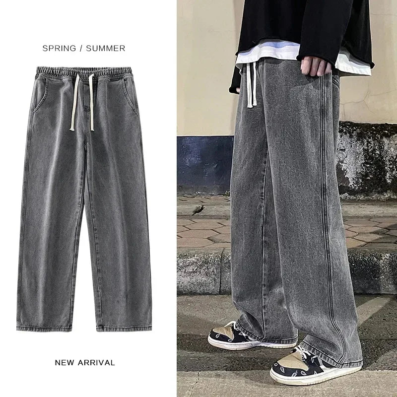  Autumn Korean Fashion Drawstring Y2K JeansClassic Baggy